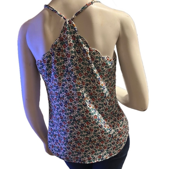 J. Crew Spaghetti Straps Floral Scalloped Top Size 2 - Picture 5 of 5